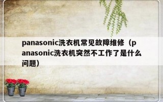 panasonic洗衣机常见故障维修（panasonic洗衣机突然不工作了是什么问题）