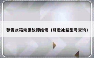 尊贵冰箱常见故障维修（尊贵冰箱型号查询）