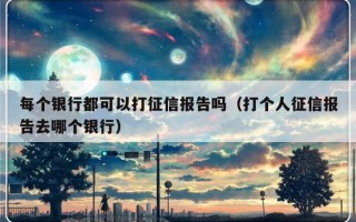 每个银行都可以打征信报告吗（打个人征信报告去哪个银行）