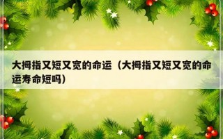 大拇指又短又宽的命运（大拇指又短又宽的命运寿命短吗）