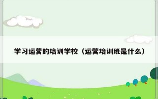 学习运营的培训学校（运营培训班是什么）