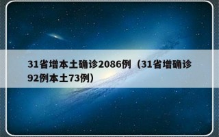 31省增本土确诊2086例（31省增确诊92例本土73例）