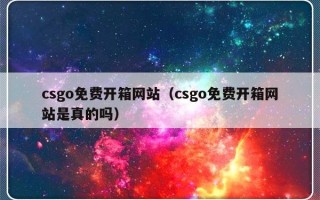 csgo免费开箱网站（csgo免费开箱网站是真的吗）