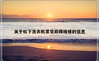 关于松下洗衣机常见故障维修的信息