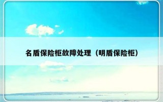名盾保险柜故障处理（明盾保险柜）