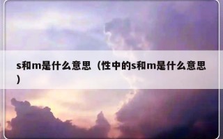 s和m是什么意思（性中的s和m是什么意思）