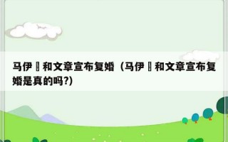 马伊琍和文章宣布复婚（马伊琍和文章宣布复婚是真的吗?）