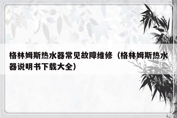 格林姆斯热水器常见故障维修（格林姆斯热水器说明书下载大全）-第1张图片-乐修号