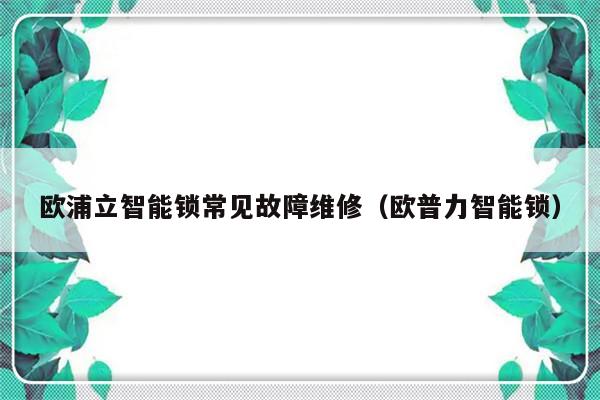 欧浦立智能锁常见故障维修（欧普力智能锁）-第1张图片-乐修号