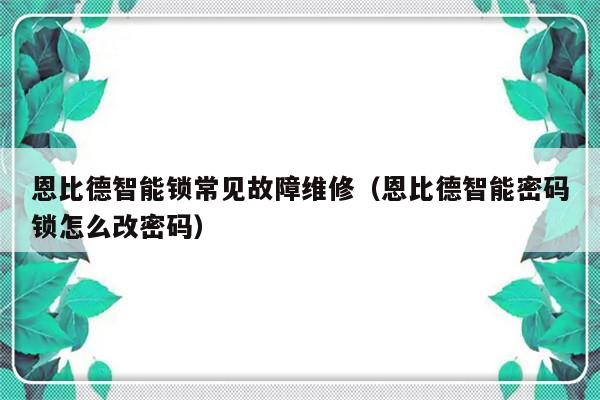 恩比德智能锁常见故障维修（恩比德智能密码锁怎么改密码）-第1张图片-乐修号