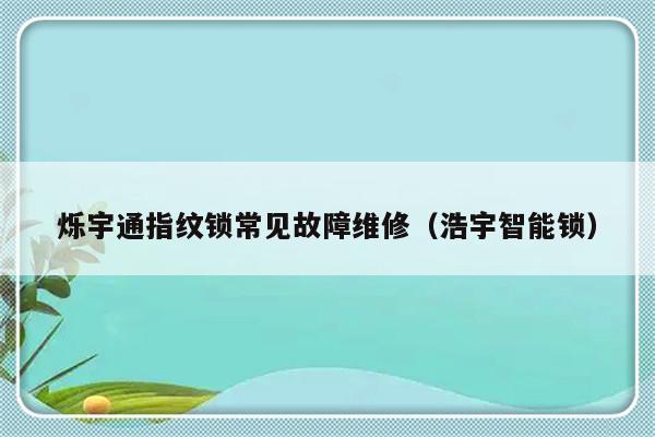 烁宇通指纹锁常见故障维修（浩宇智能锁）-第1张图片-乐修号