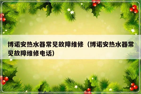 博诺安热水器常见故障维修（博诺安热水器常见故障维修电话）-第1张图片-乐修号