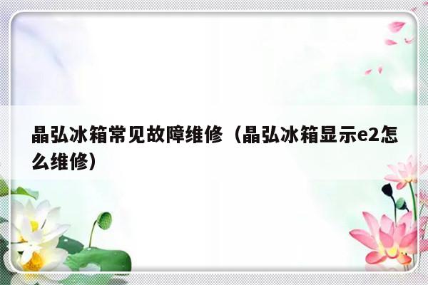 晶弘冰箱常见故障维修（晶弘冰箱显示e2怎么维修）-第1张图片-乐修号