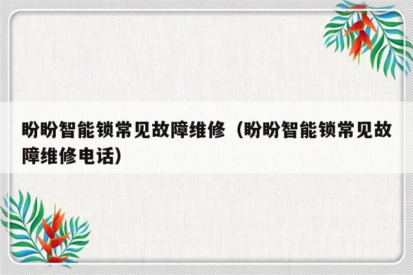 盼盼智能锁常见故障维修（盼盼智能锁常见故障维修电话）-第1张图片-乐修号