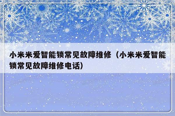 小米米爱智能锁常见故障维修（小米米爱智能锁常见故障维修电话）-第1张图片-乐修号