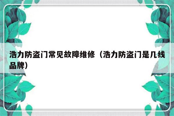 浩力防盗门常见故障维修（浩力防盗门是几线品牌）-第1张图片-乐修号