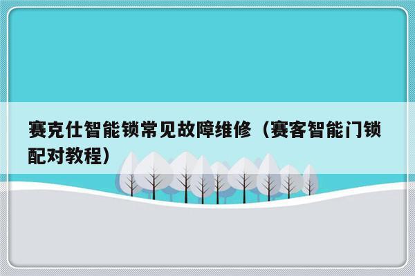 赛克仕智能锁常见故障维修（赛客智能门锁 配对教程）-第1张图片-乐修号