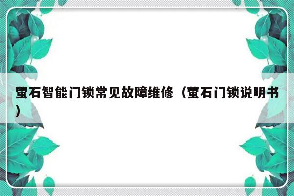 萤石智能门锁常见故障维修（萤石门锁说明书）-第1张图片-乐修号