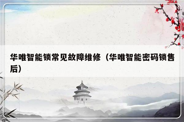 华唯智能锁常见故障维修（华唯智能密码锁售后）-第1张图片-乐修号