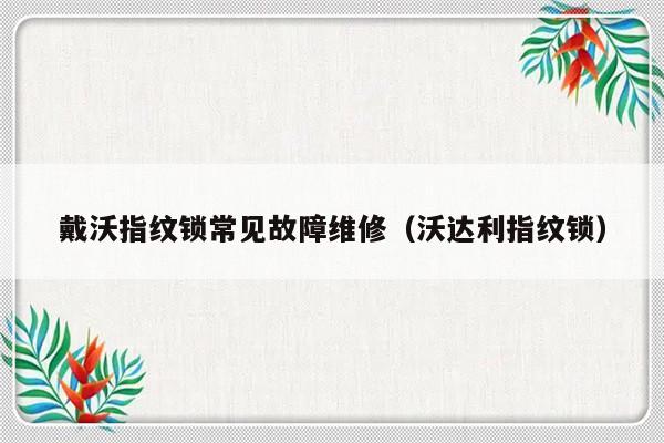 戴沃指纹锁常见故障维修（沃达利指纹锁）-第1张图片-乐修号