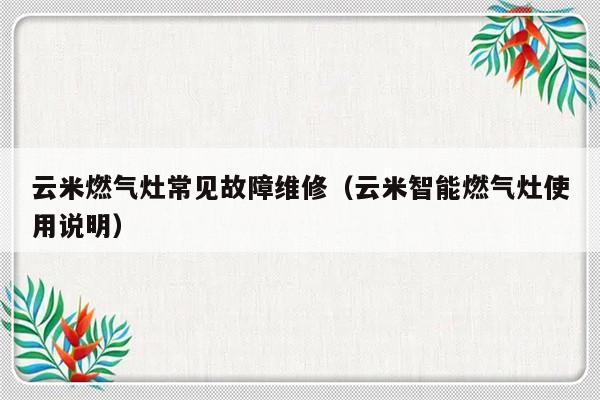 云米燃气灶常见故障维修（云米智能燃气灶使用说明）-第1张图片-乐修号