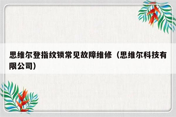 思维尔登指纹锁常见故障维修（思维尔科技有限公司）-第1张图片-乐修号