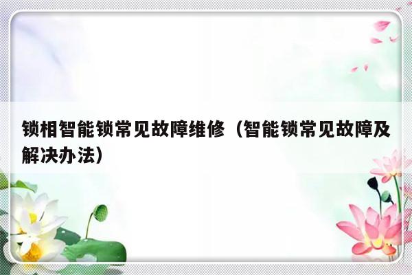 锁相智能锁常见故障维修（智能锁常见故障及解决办法）-第1张图片-乐修号