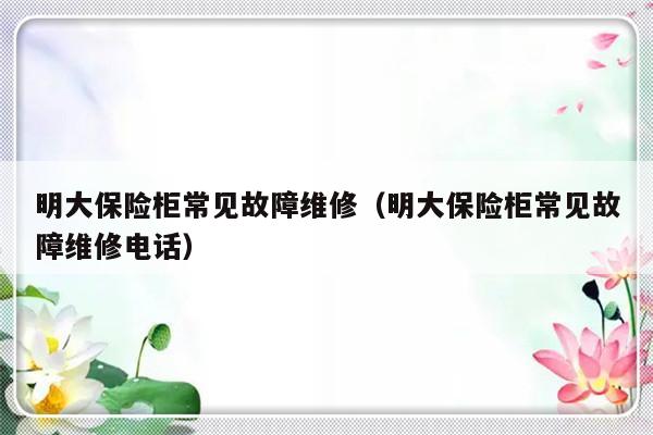 明大保险柜常见故障维修（明大保险柜常见故障维修电话）-第1张图片-乐修号