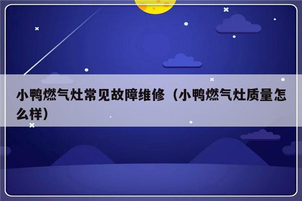 小鸭燃气灶常见故障维修（小鸭燃气灶质量怎么样）-第1张图片-乐修号