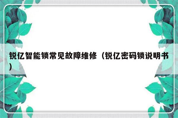 锐亿智能锁常见故障维修（锐亿密码锁说明书）-第1张图片-乐修号