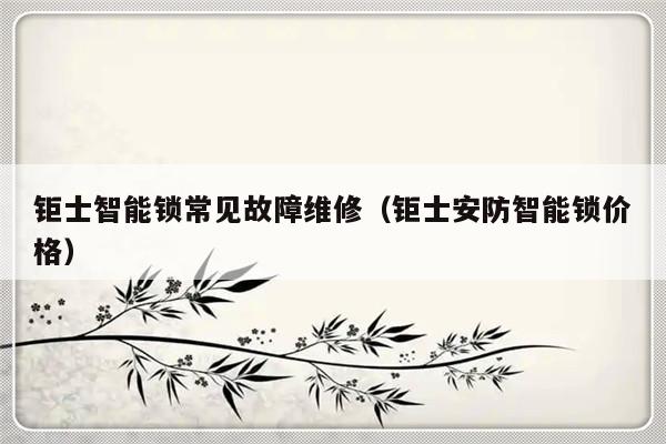 钜士智能锁常见故障维修（钜士安防智能锁价格）-第1张图片-乐修号