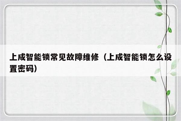 上成智能锁常见故障维修（上成智能锁怎么设置密码）-第1张图片-乐修号