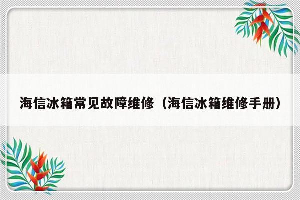 海信冰箱常见故障维修（海信冰箱维修手册）-第1张图片-乐修号