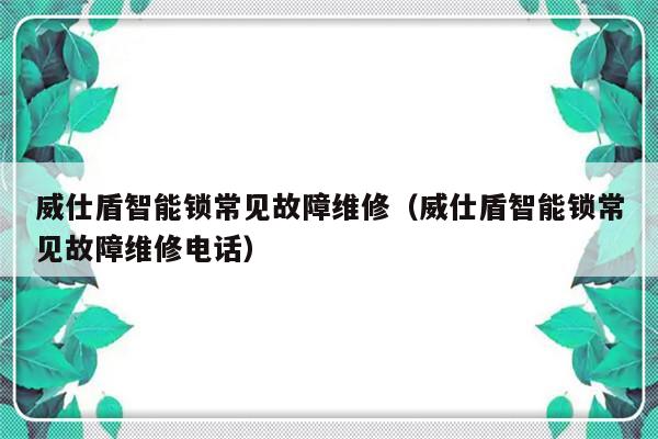 威仕盾智能锁常见故障维修（威仕盾智能锁常见故障维修电话）-第1张图片-乐修号