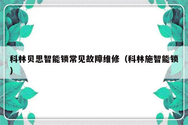 科林贝思智能锁常见故障维修（科林施智能锁）-第1张图片-乐修号