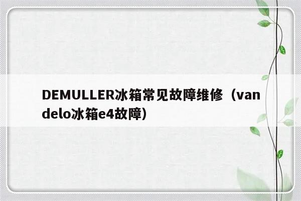 DEMULLER冰箱常见故障维修（vandelo冰箱e4故障）-第1张图片-乐修号