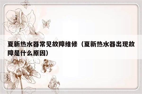 夏新热水器常见故障维修（夏新热水器出现故障是什么原因）-第1张图片-乐修号