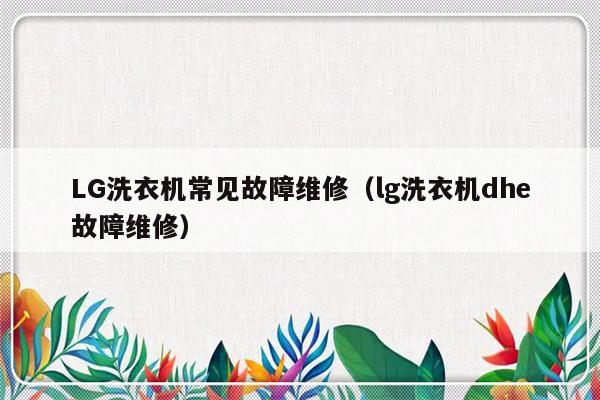 LG洗衣机常见故障维修（lg洗衣机dhe故障维修）-第1张图片-乐修号