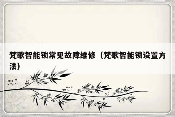 梵歌智能锁常见故障维修（梵歌智能锁设置方法）-第1张图片-乐修号