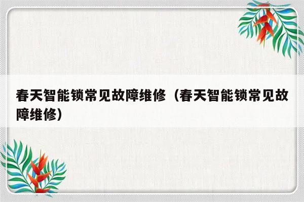 春天智能锁常见故障维修（春天智能锁常见故障维修）-第1张图片-乐修号