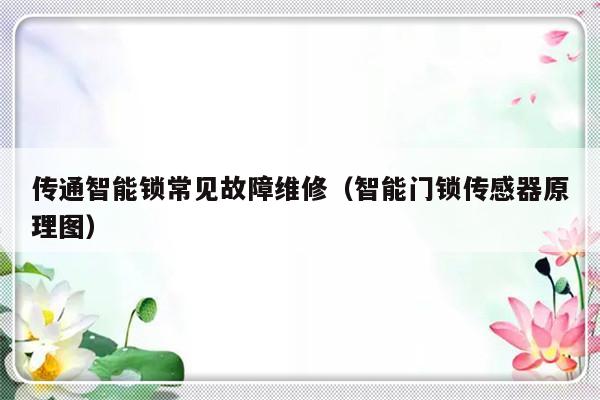 传通智能锁常见故障维修（智能门锁传感器原理图）-第1张图片-乐修号