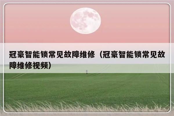 冠豪智能锁常见故障维修（冠豪智能锁常见故障维修视频）-第1张图片-乐修号