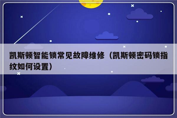 凯斯顿智能锁常见故障维修（凯斯顿密码锁指纹如何设置）-第1张图片-乐修号