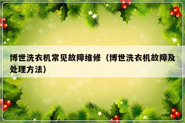 博世洗衣机常见故障维修（博世洗衣机故障及处理方法）-第1张图片-乐修号