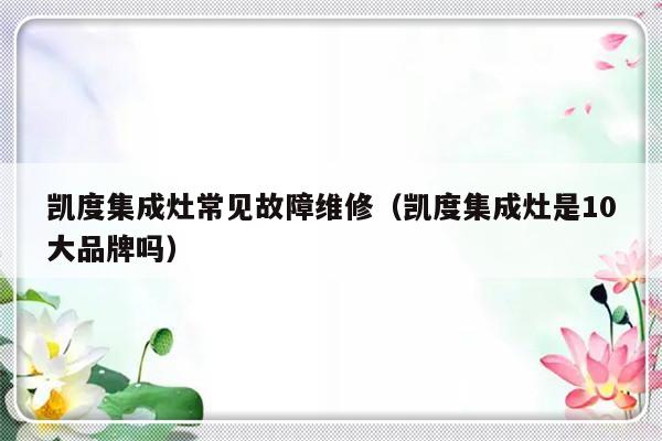 凯度集成灶常见故障维修（凯度集成灶是10大品牌吗）-第1张图片-乐修号