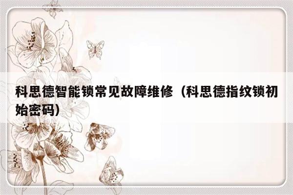 科思德智能锁常见故障维修（科思德指纹锁初始密码）-第1张图片-乐修号