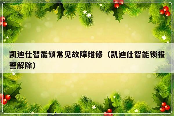 凯迪仕智能锁常见故障维修（凯迪仕智能锁报警解除）-第1张图片-乐修号