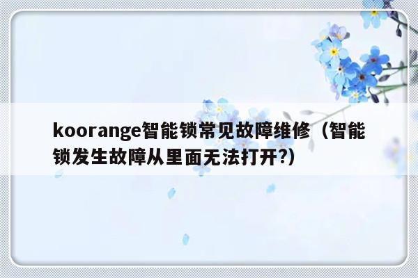 koorange智能锁常见故障维修（智能锁发生故障从里面无法打开?）-第1张图片-乐修号