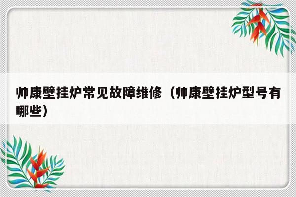 帅康壁挂炉常见故障维修（帅康壁挂炉型号有哪些）-第1张图片-乐修号