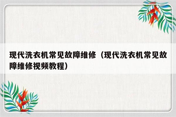 现代洗衣机常见故障维修（现代洗衣机常见故障维修视频教程）-第1张图片-乐修号